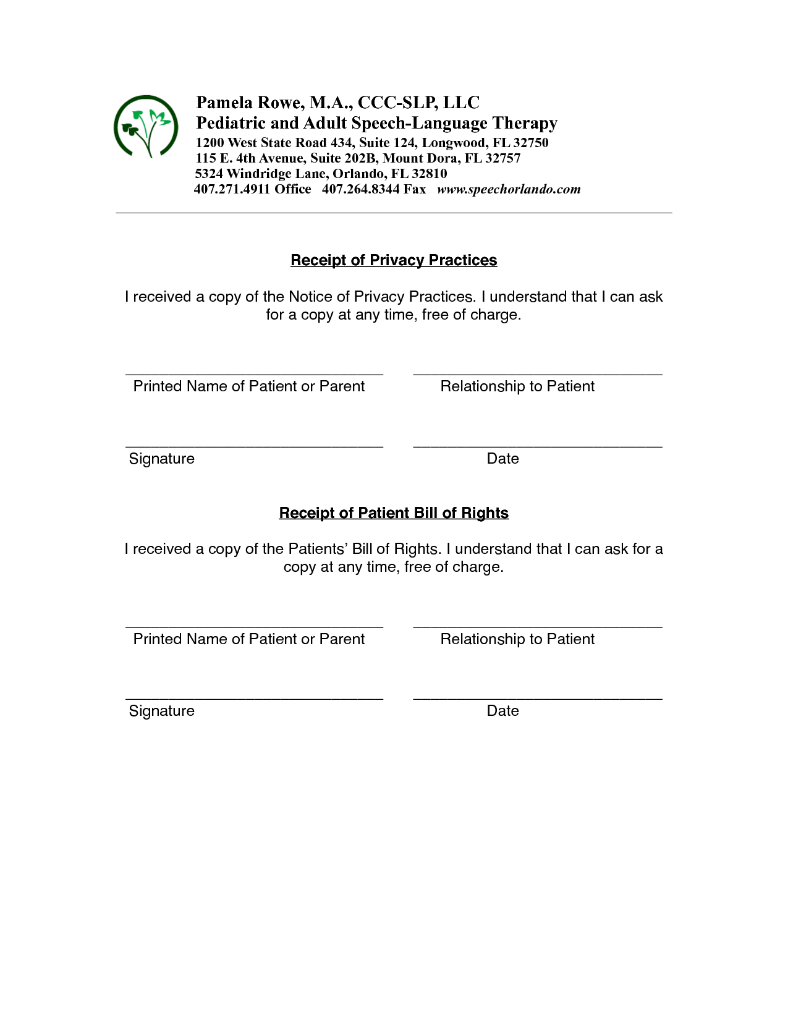 receipt of privacy practices